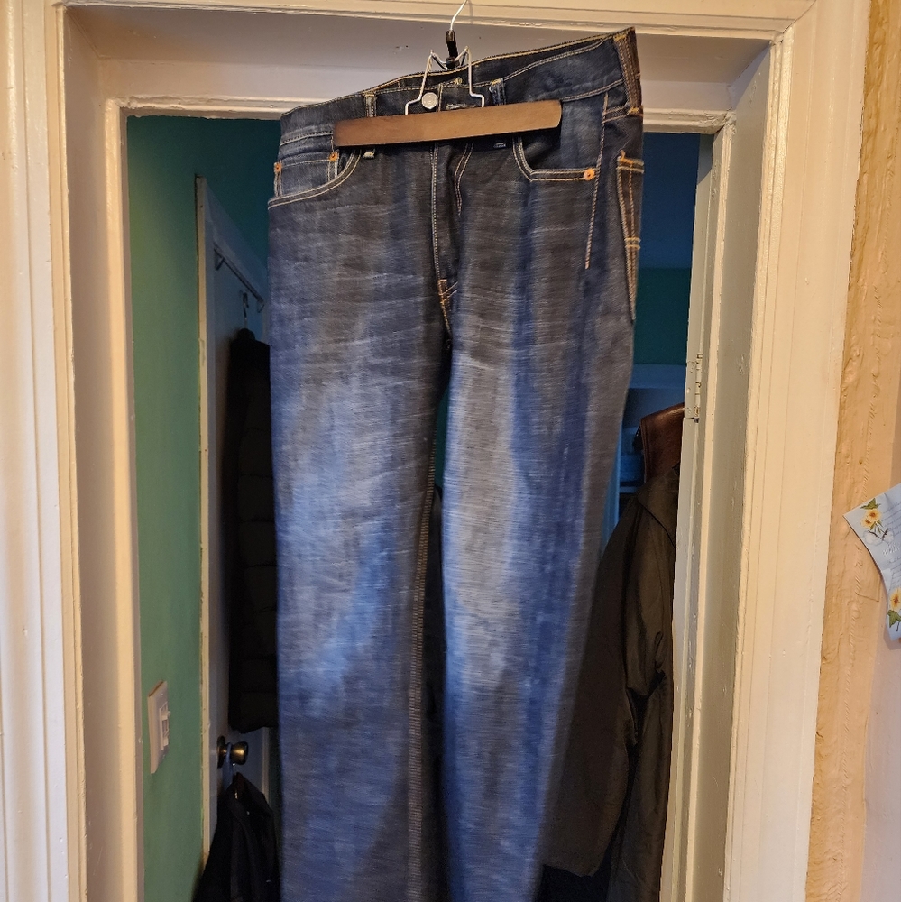 Levi's Strauss rugged men's blue jeans.